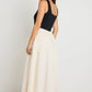 Obsidian Black and Ecru Square Neck Contrast Midi Dress