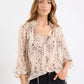 Odyssey Beige Leopard Georgette Shirred Top