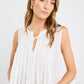 Origami Ivory Linen Pleated Sleeveless Tie Top