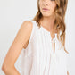 Origami Ivory Linen Pleated Sleeveless Tie Top