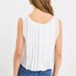 Origami Ivory Linen Pleated Sleeveless Tie Top