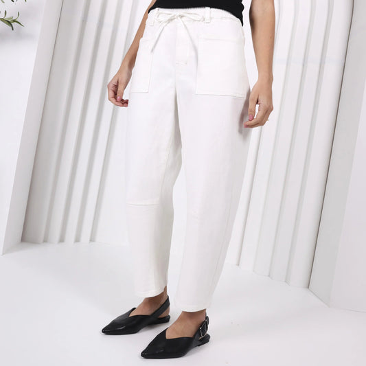 Leo Barrel Jeans - White