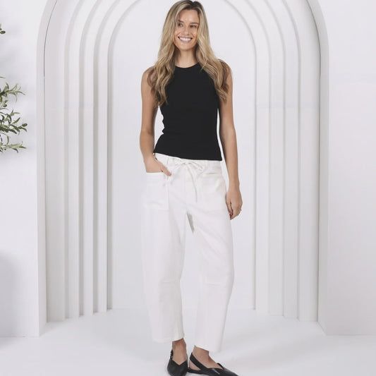 Leo Barrel Jeans - White