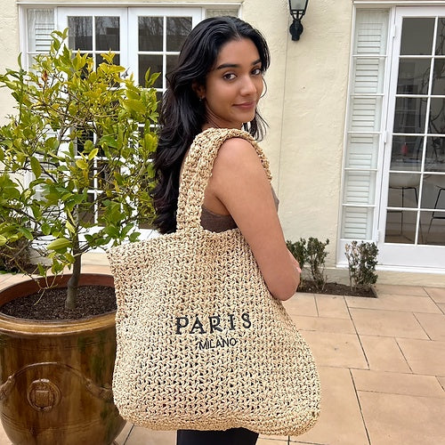 Paris Milano Straw Tote Bag