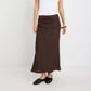Bliss Dark Chocolate Linen Bias Midi Skirt