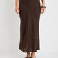 Bliss Dark Chocolate Linen Bias Midi Skirt