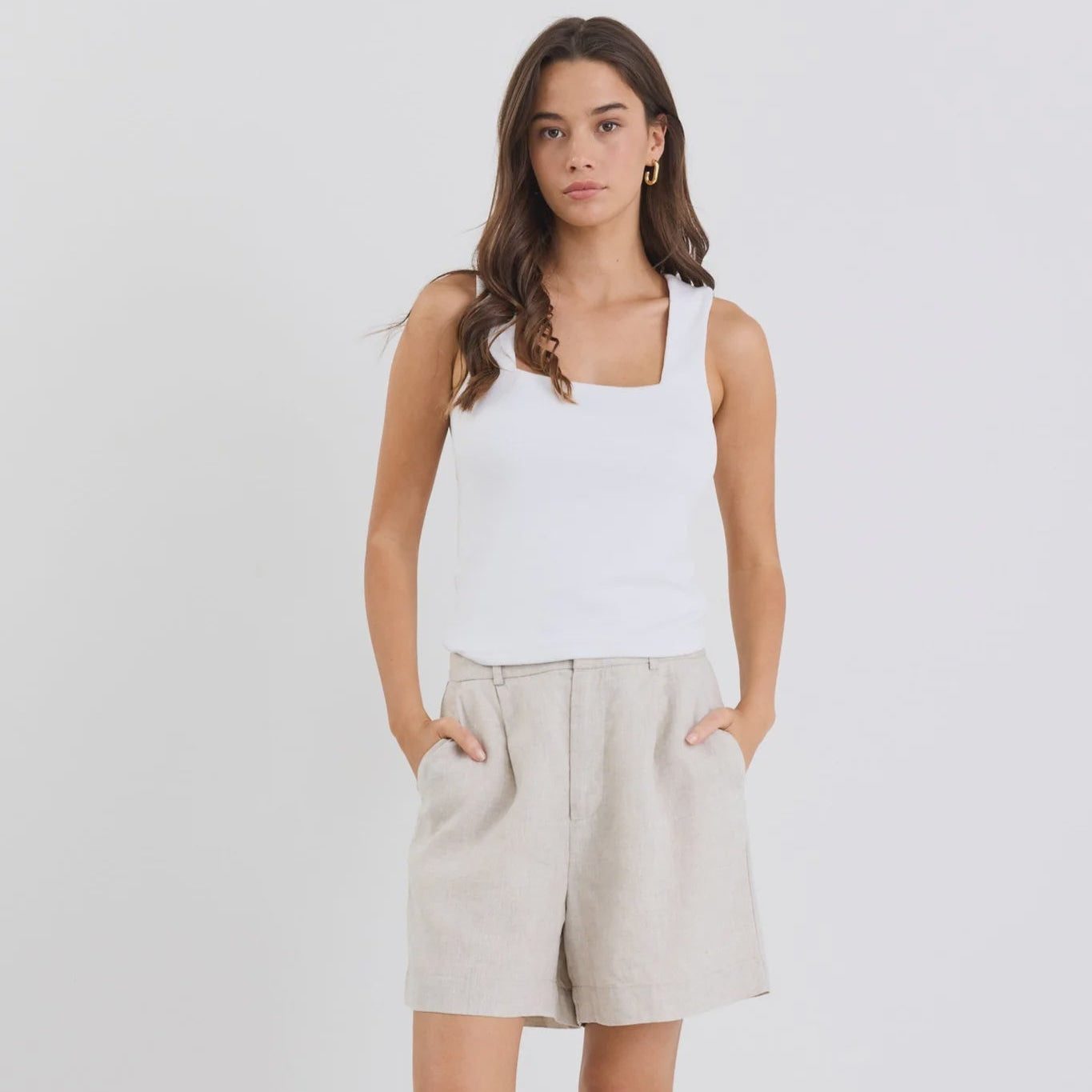 Literal Linen Pleat Front Shorts - Natural