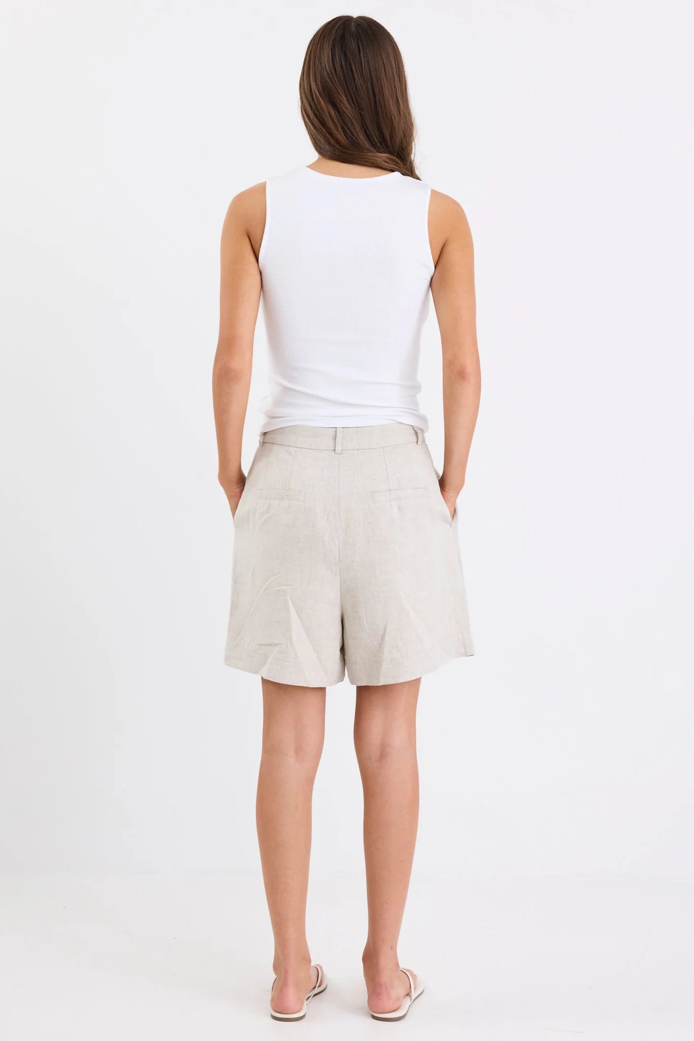 Literal Linen Pleat Front Shorts - Natural