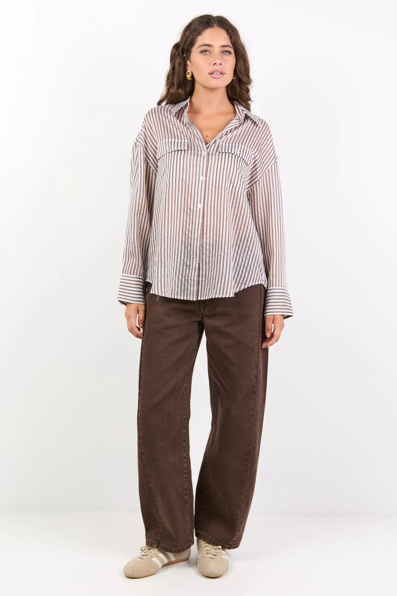 Preppy Stripe Pocket Front Shirt