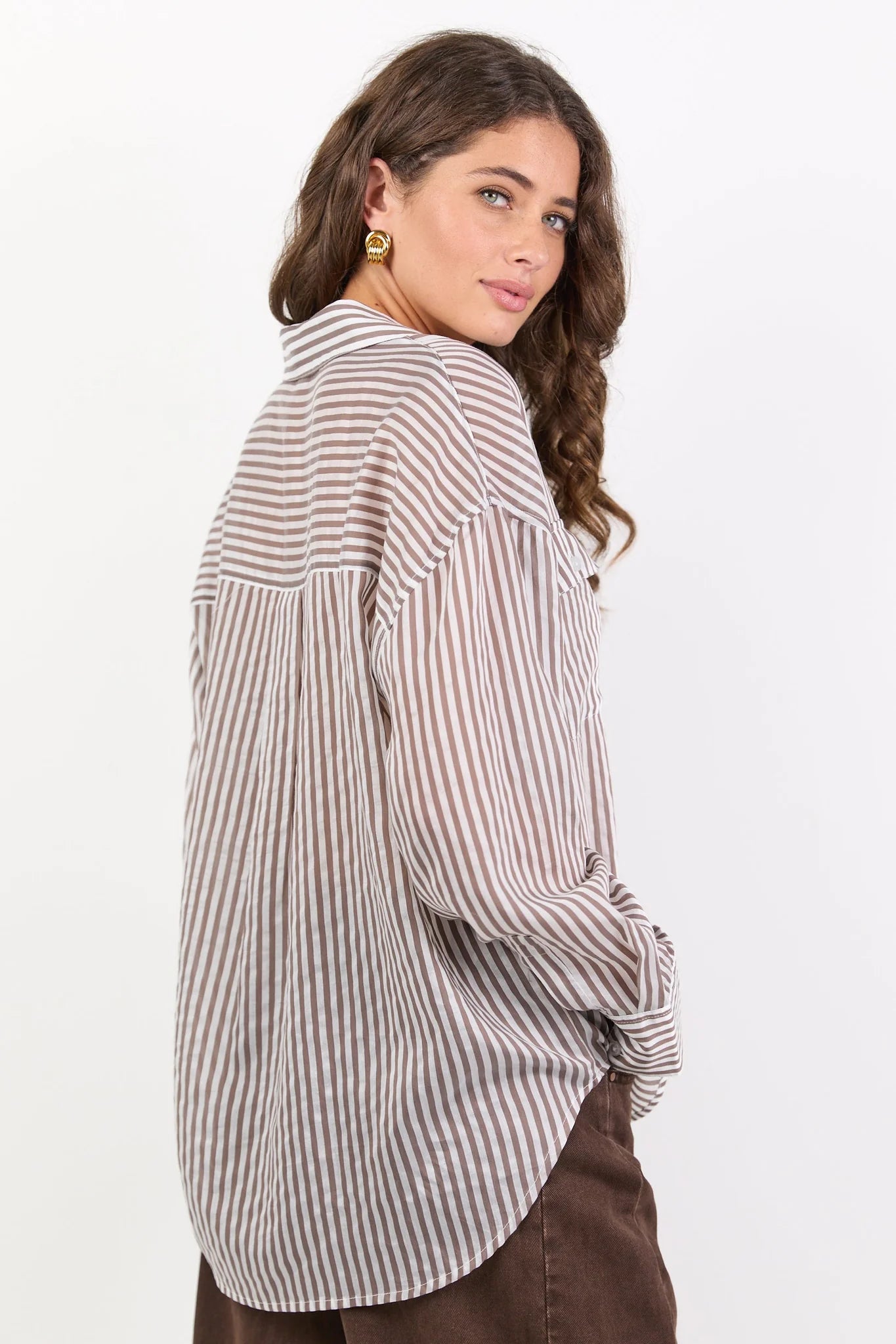 Preppy Stripe Pocket Front Shirt