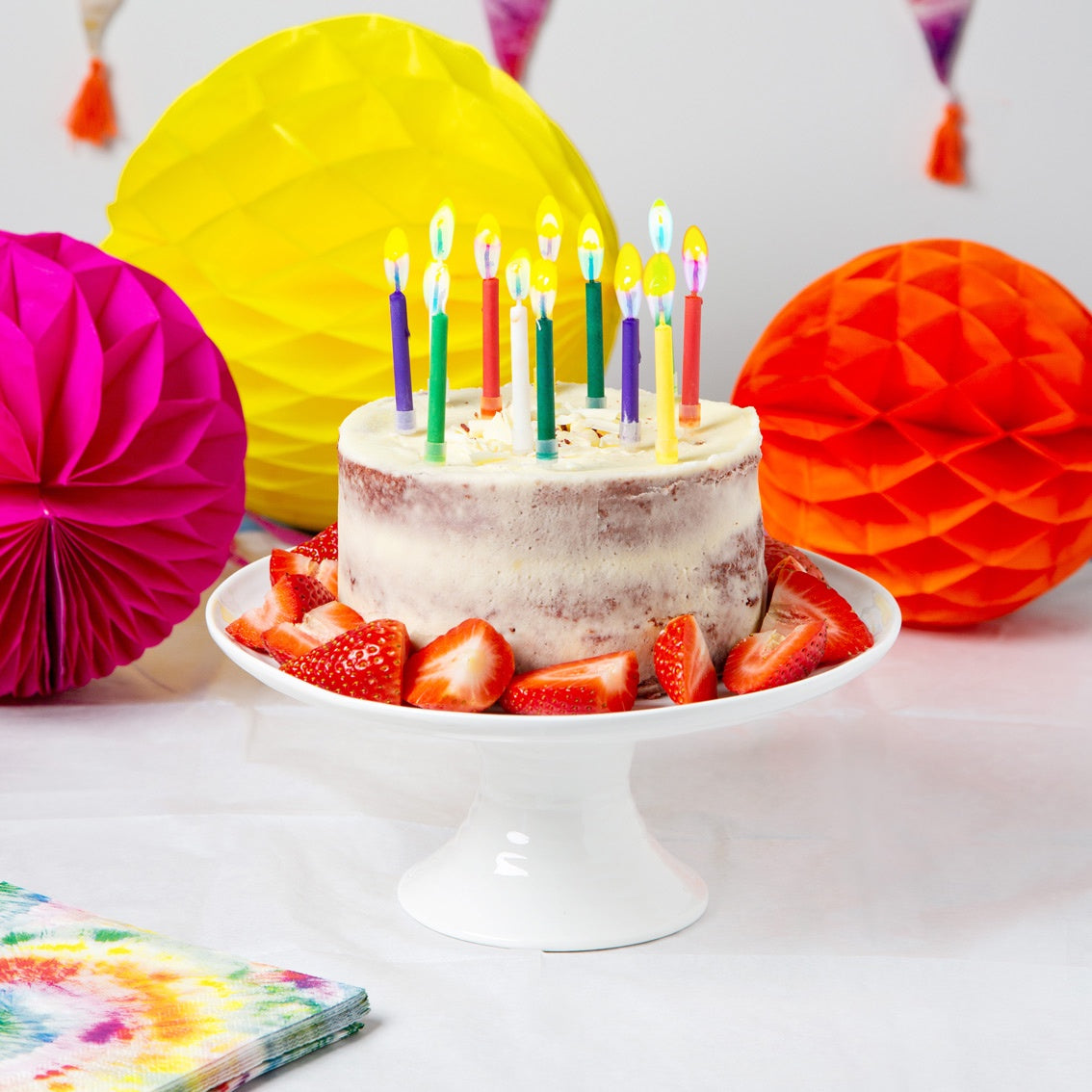 Rainbow Candles with Coloured Flames