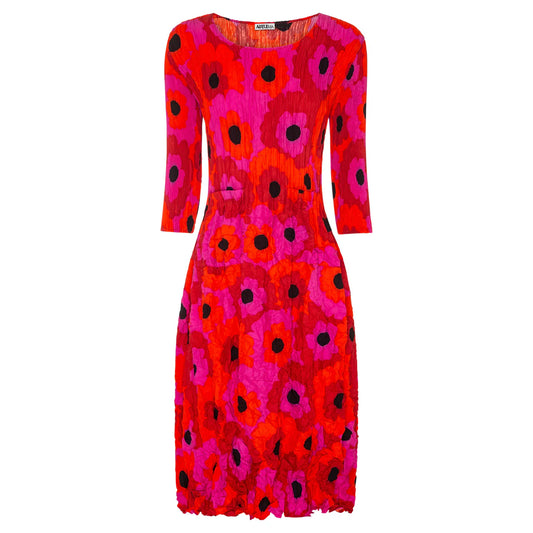 3/4 Sleeve Smash Pocket Dress Flower Spot
