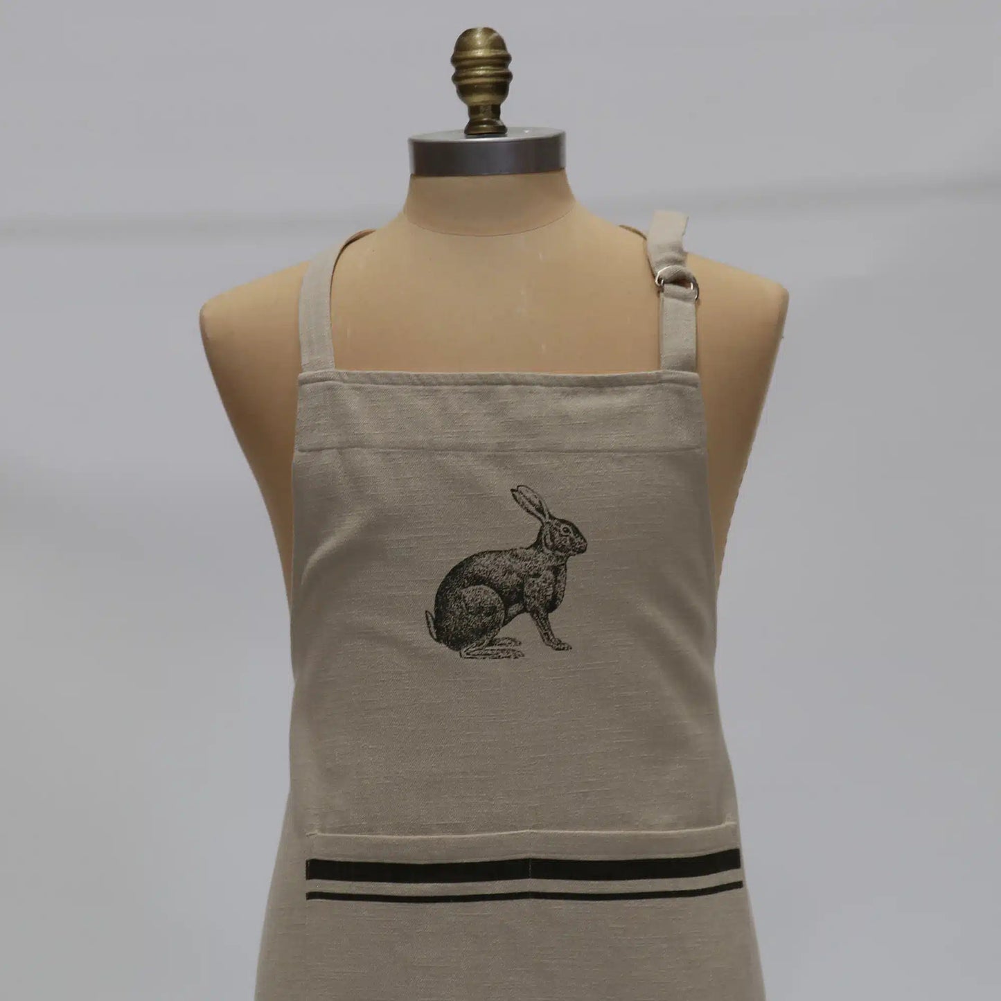 French Linen Apron Natural & Olive