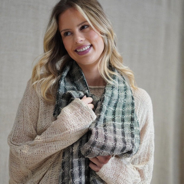 Petra Fringe Scarf - Black & Natural