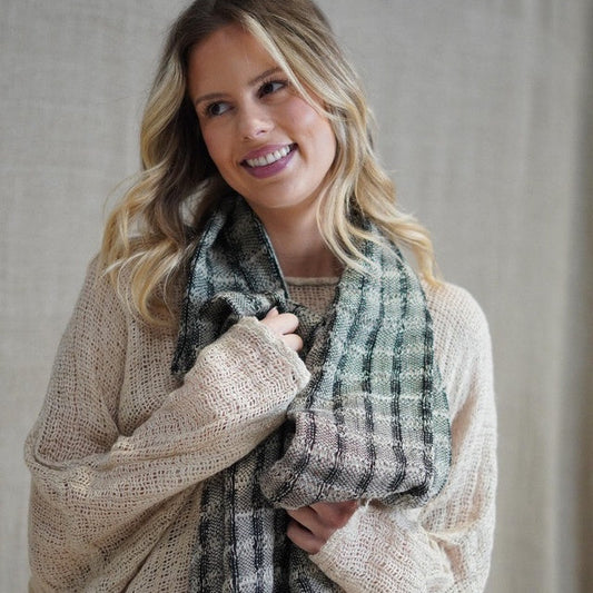 Petra Fringe Scarf - Black & Natural