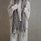 Petra Fringe Scarf - Black & Natural