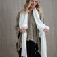 Audrey Mesh Scarf with Fringe - White