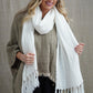 Audrey Mesh Scarf with Fringe - White