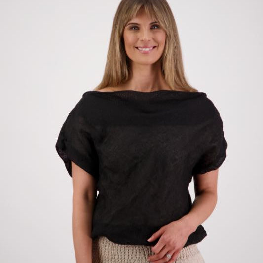 Shelby Linen Top - Black