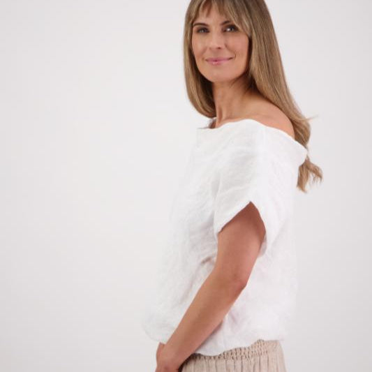 Shelby Linen Top - White