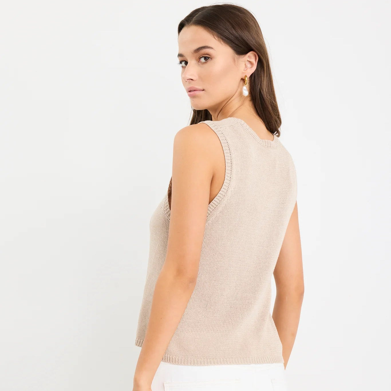 Salute Sand Relaxed Sleeveless Knit Tank Top