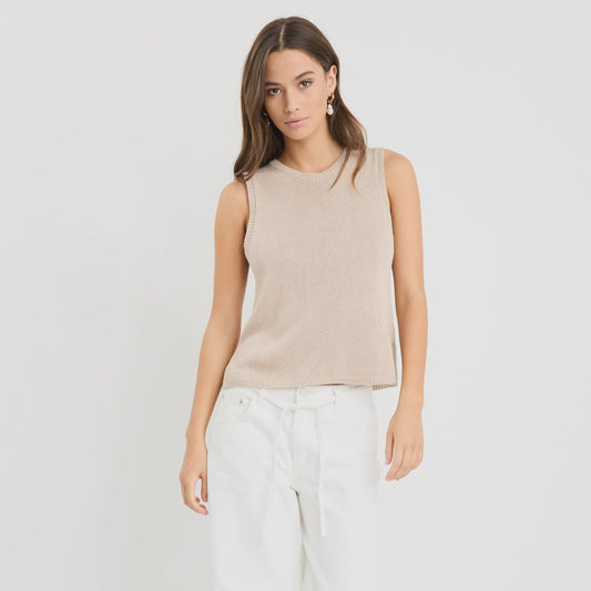 Salute Sand Relaxed Sleeveless Knit Tank Top