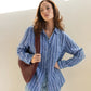 The Boyfriend Linen Shirt - Marine Stripe