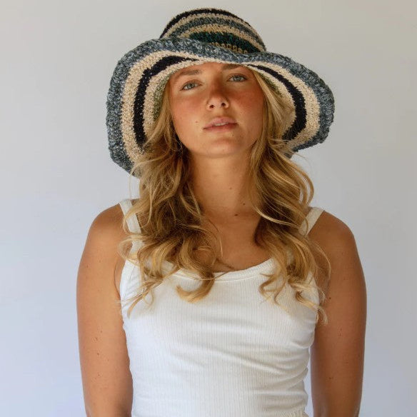 Polly Short Brim Hat - Tide Stripe