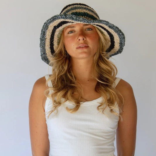 Polly Short Brim Hat - Tide Stripe