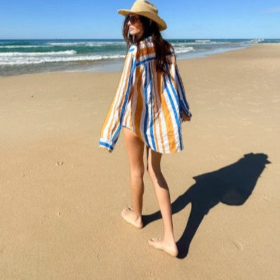 The Boyfriend Linen Shirt - Zanzibar Stripe