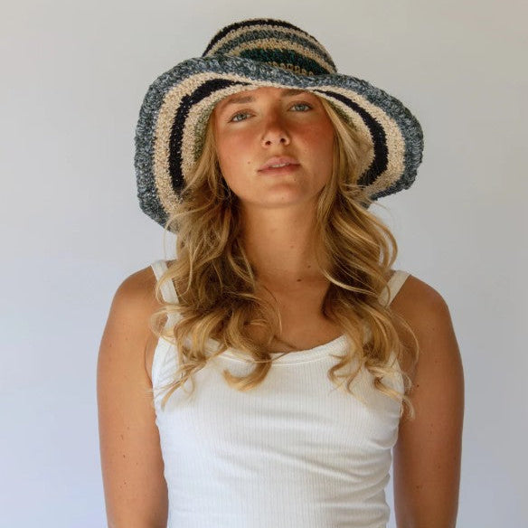 Polly Short Brim Hat - Tide Stripe