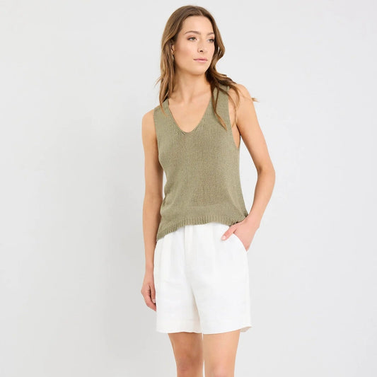 Literal Linen Pleat Front Shorts - Ivory