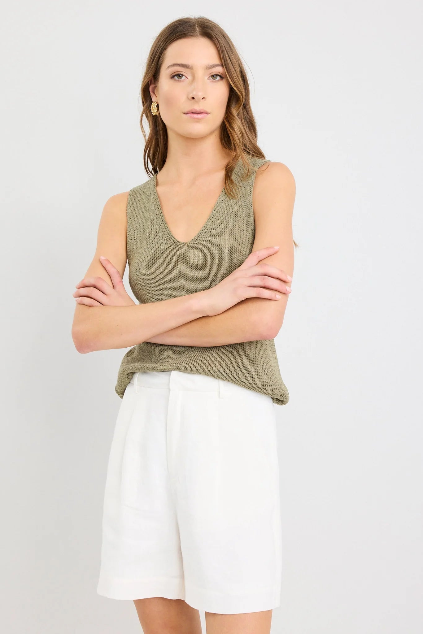 Literal Linen Pleat Front Shorts - Ivory