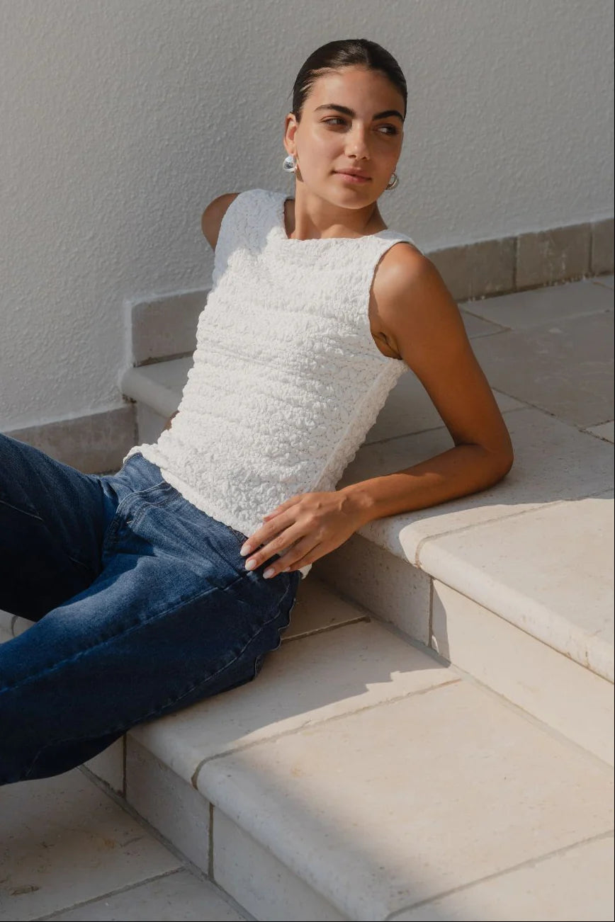 Untamed Lace Sleeveless Boatneck Top