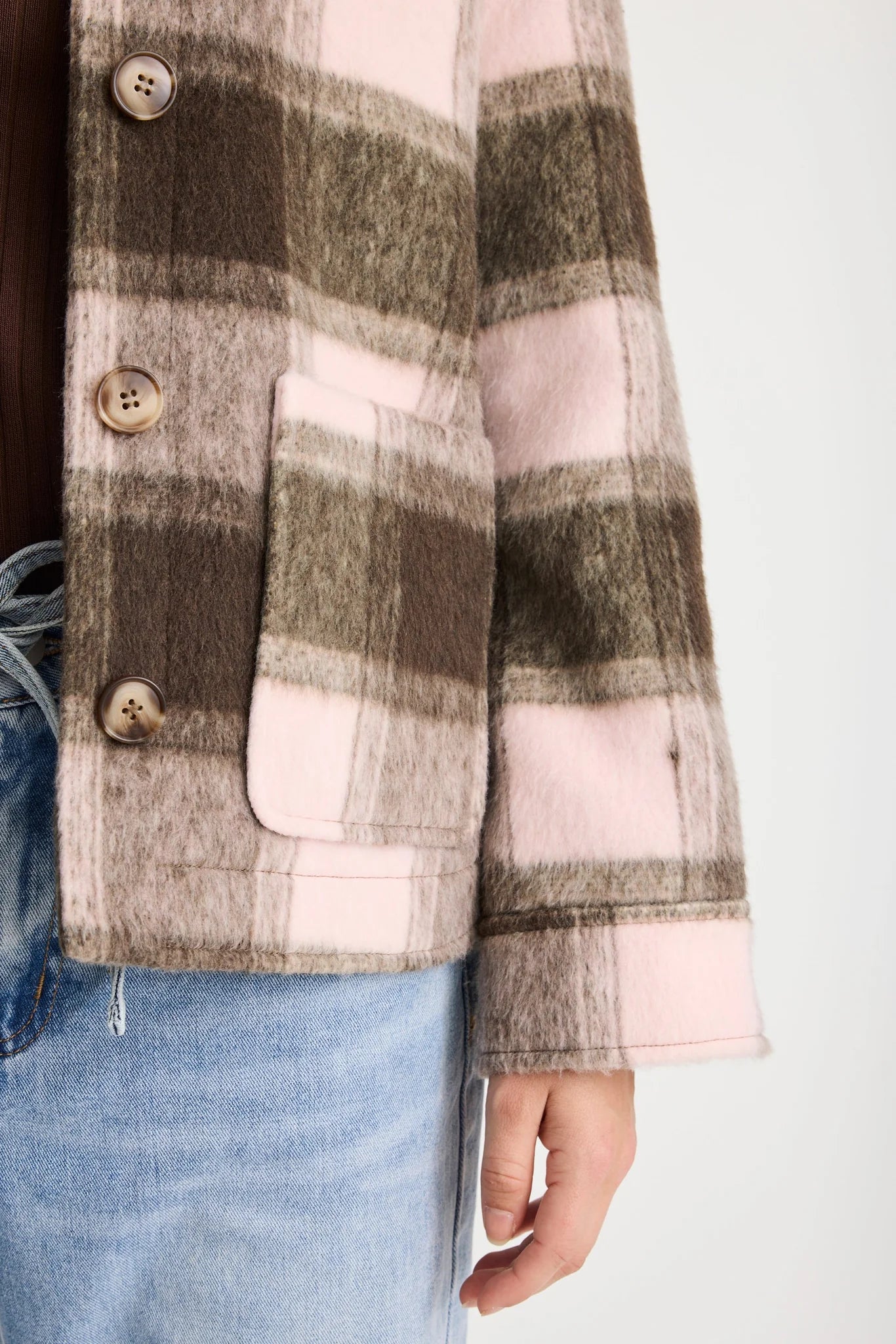 Solace Chocolate/Pink Check Oversized Shacket