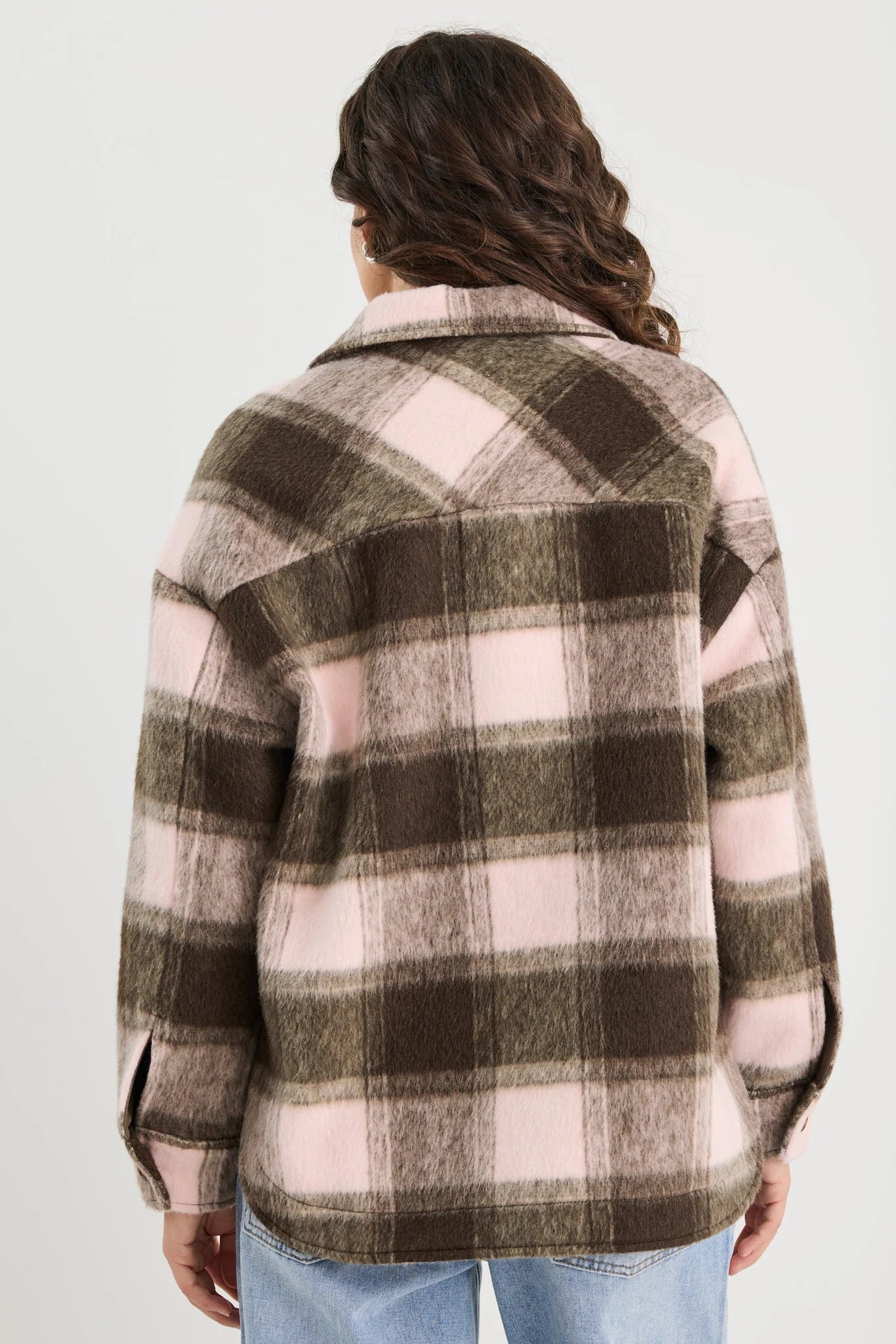 Solace Chocolate/Pink Check Oversized Shacket