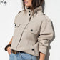Squad Taupe Funnel Neck Trench Jacket