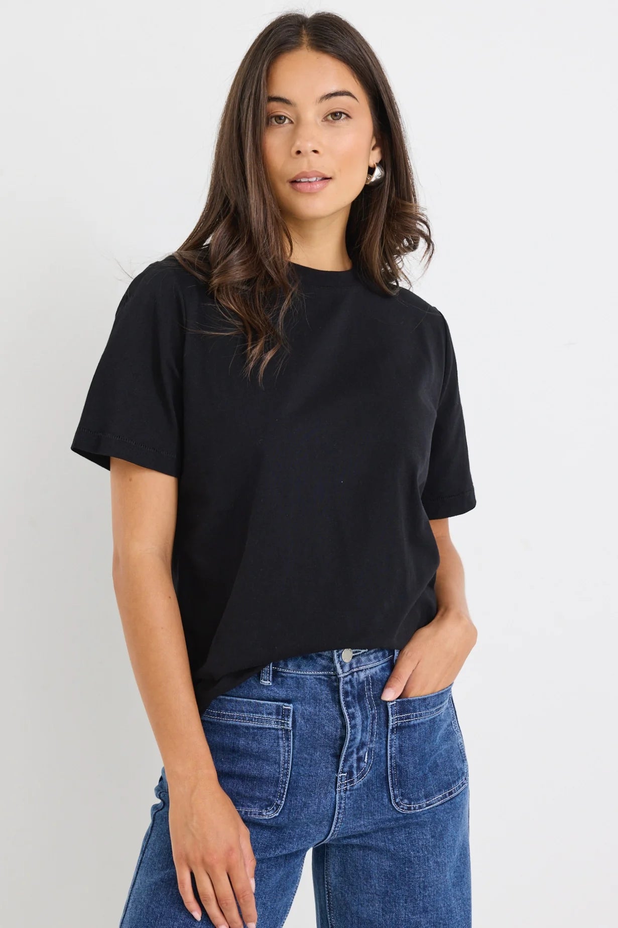 Street Crew Neck Boxy Tee - Black