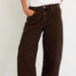 Varsity Forward Seam Barrel Jeans / Chocolate