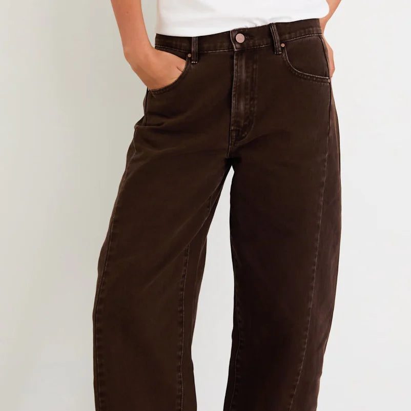 Varsity Forward Seam Barrel Jeans / Chocolate