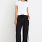 Townie Black Matte Stripe Side Tape Wide Leg Pants