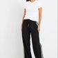 Townie Black Matte Stripe Side Tape Wide Leg Pants