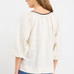Subliminal Cream Black Trim Linen Relaxed Top