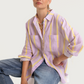The Boyfriend Linen Shirt - Sunshine Mauve Stripe