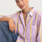 The Boyfriend Linen Shirt - Sunshine Mauve Stripe