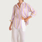 The Boyfriend Linen Shirt - Sunshine Mauve Stripe