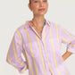 The Boyfriend Linen Shirt - Sunshine Mauve Stripe