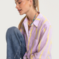 The Boyfriend Linen Shirt - Sunshine Mauve Stripe