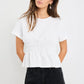 Svelte Ivory Shirred Detail Short Sleeve Tee