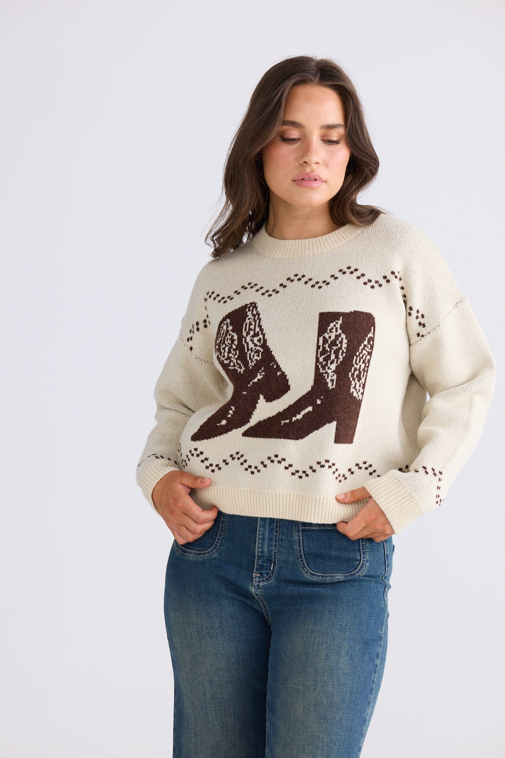 Boot Jive Knit - Cream with Chocolate